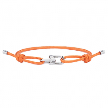 Pig& Hen, bracelet Daunting Dean salmon orange closure shackle silver, front